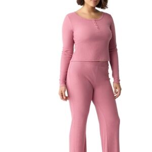 Gap GapBody Women's Long-Sleeve Rib Pajama Top - Pink SIZE M NWT